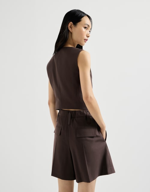 镶珠装饰热带奢华羊毛马甲 可可色 女款 - Brunello Cucinelli