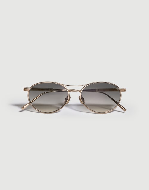Ovale Sonnenbrille aus Titan Gold Brillen - Brunello Cucinelli