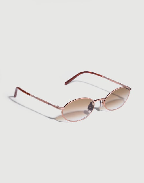 Ovale Sonnenbrille aus Titan Roségold Brillen - Brunello Cucinelli