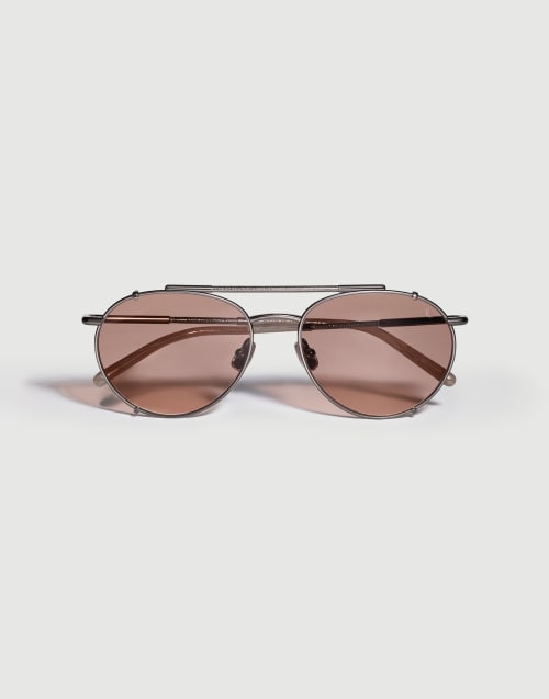 Round titanium sunglasses Anthracite Eyewear - Brunello Cucinelli