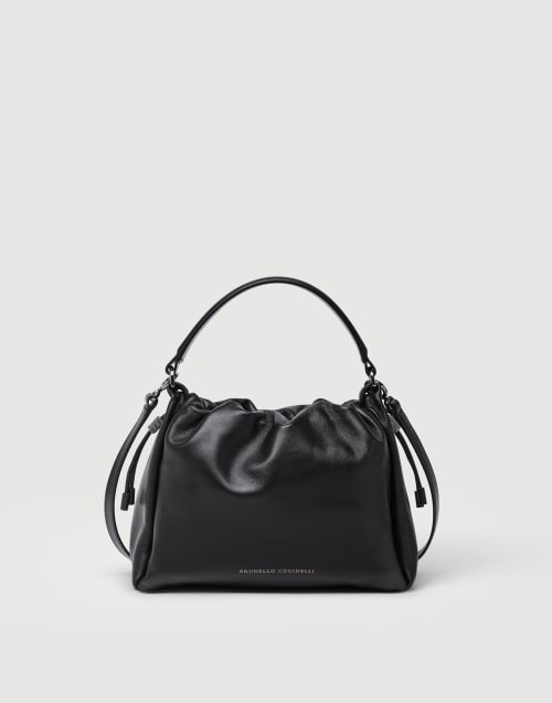 Small Soft Leather Mellow Bucket bag Black Woman - Brunello Cucinelli