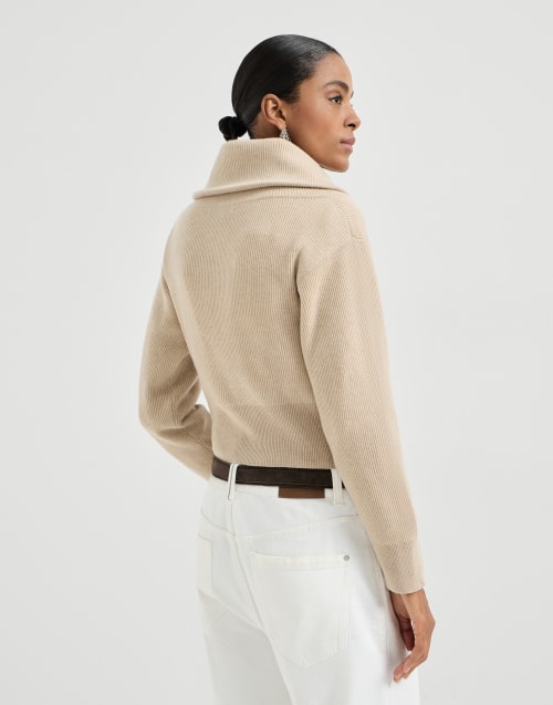 Cashmere and vicuña cardigan Beige Woman - Brunello Cucinelli
