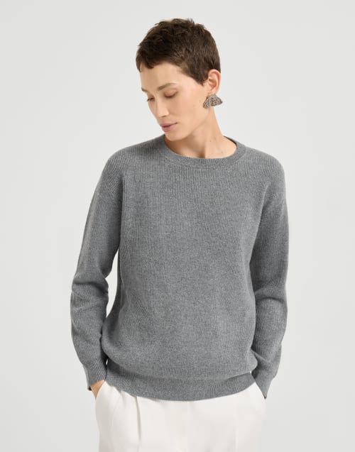 Cashmere and vicuña sweater Grey Woman - Brunello Cucinelli