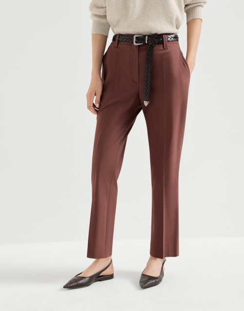 Pantalon Cigarette Bordeaux Femme - Brunello Cucinelli