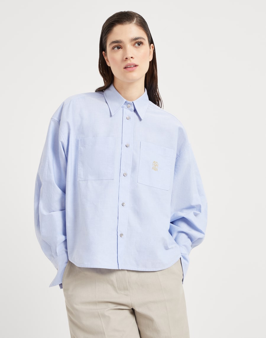 Camicia in Oxford Azzurro Donna - Brunello Cucinelli