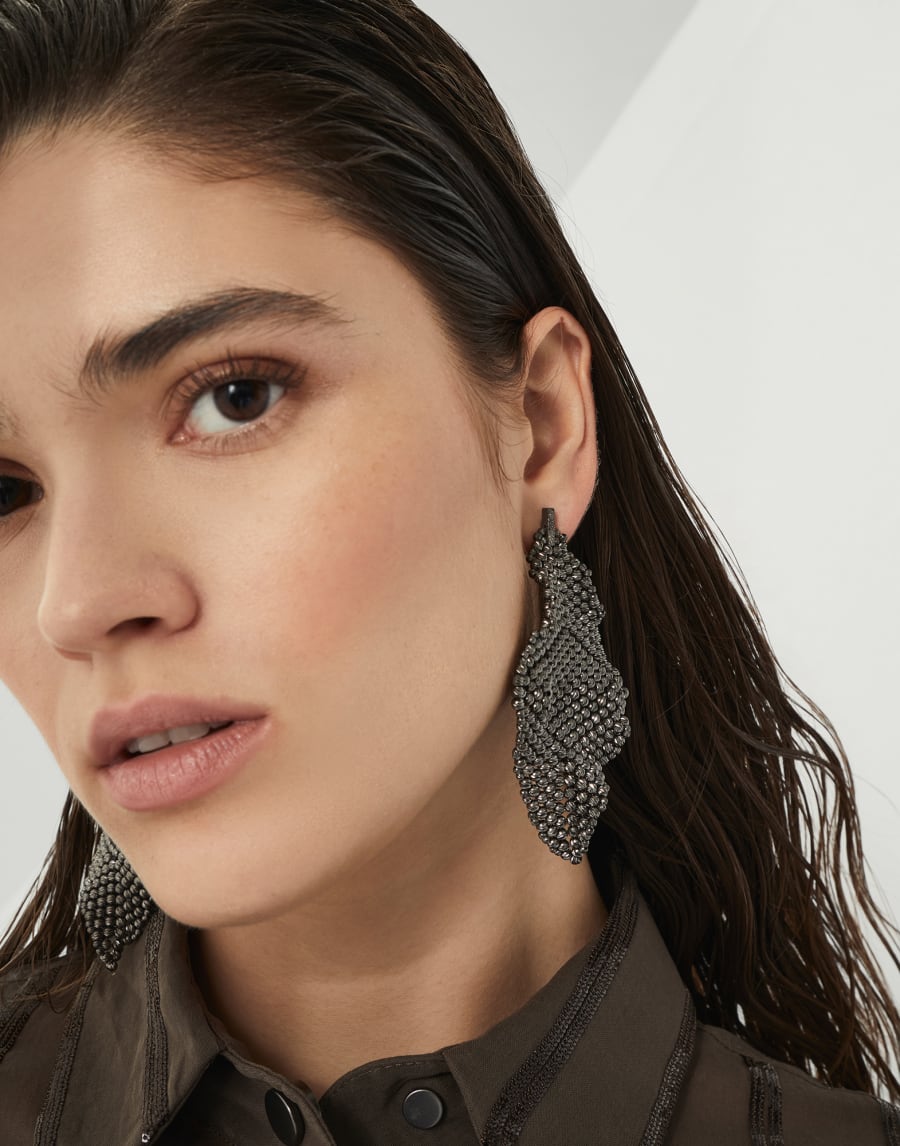 Sculptured Earrings Lignite Grey Woman - Brunello Cucinelli