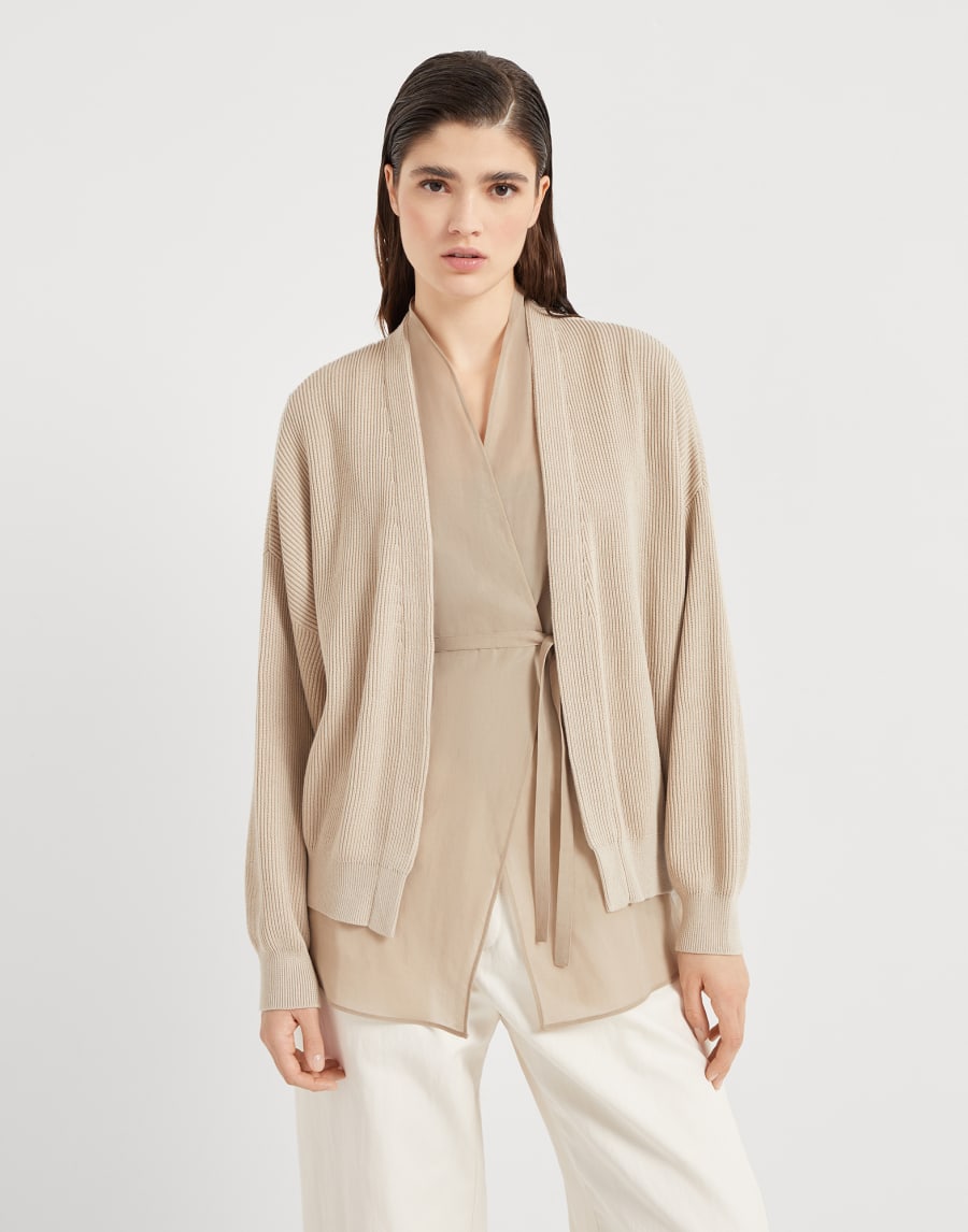 Layered Cardigan with monili Biscuit Woman - Brunello Cucinelli