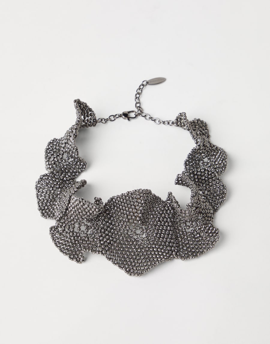 Flower Sculptured choker Lignite Grey Woman - Brunello Cucinelli
