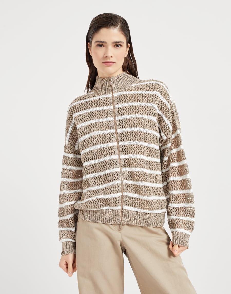 Dazzling Net cardigan Biscuit Woman - Brunello Cucinelli