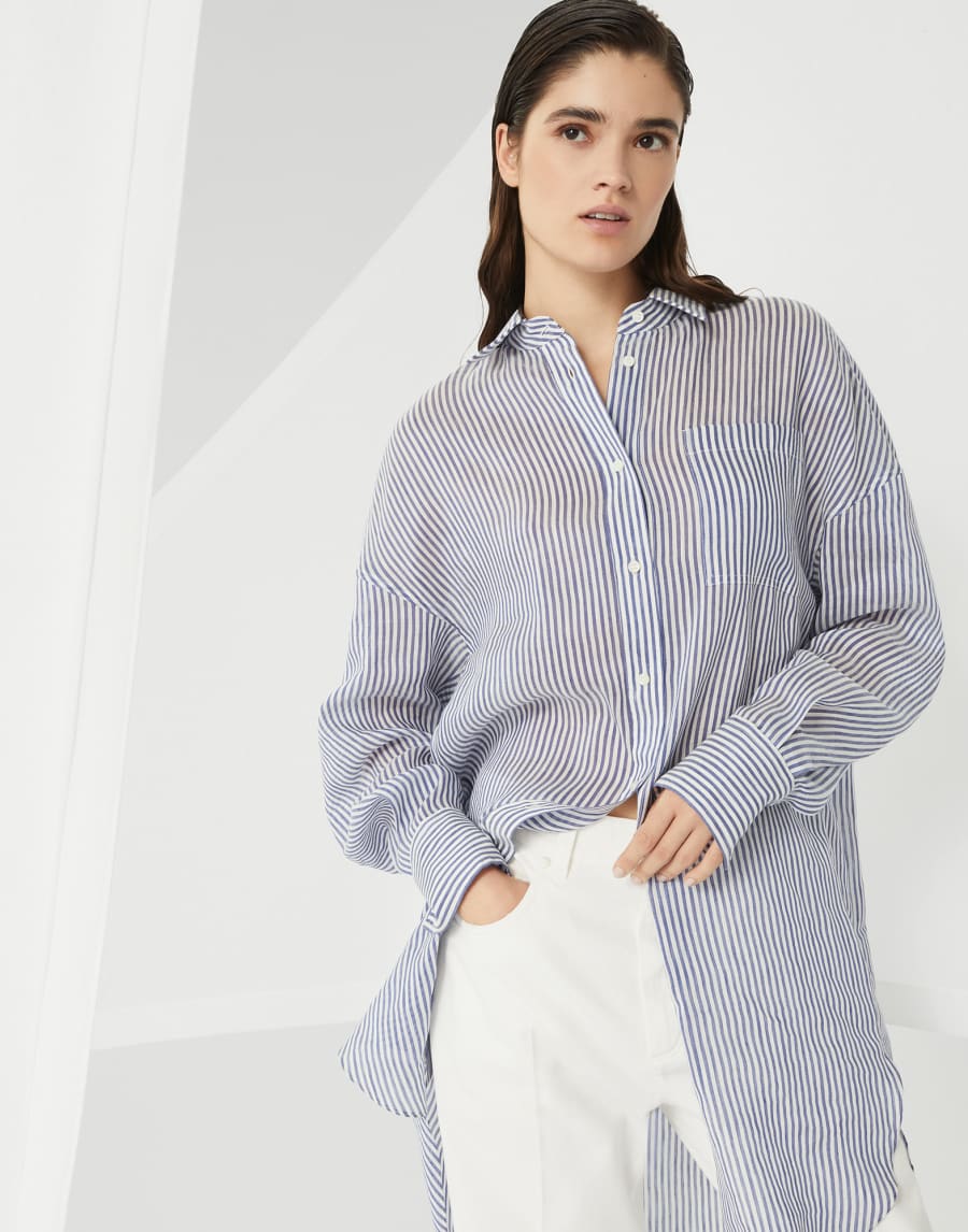 Длинная рубашка с цепочкой Мониль Лазурный Женщина - Brunello Cucinelli