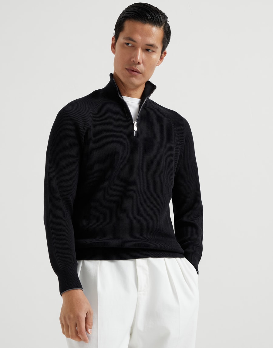Cotton sweater Black Man - Brunello Cucinelli