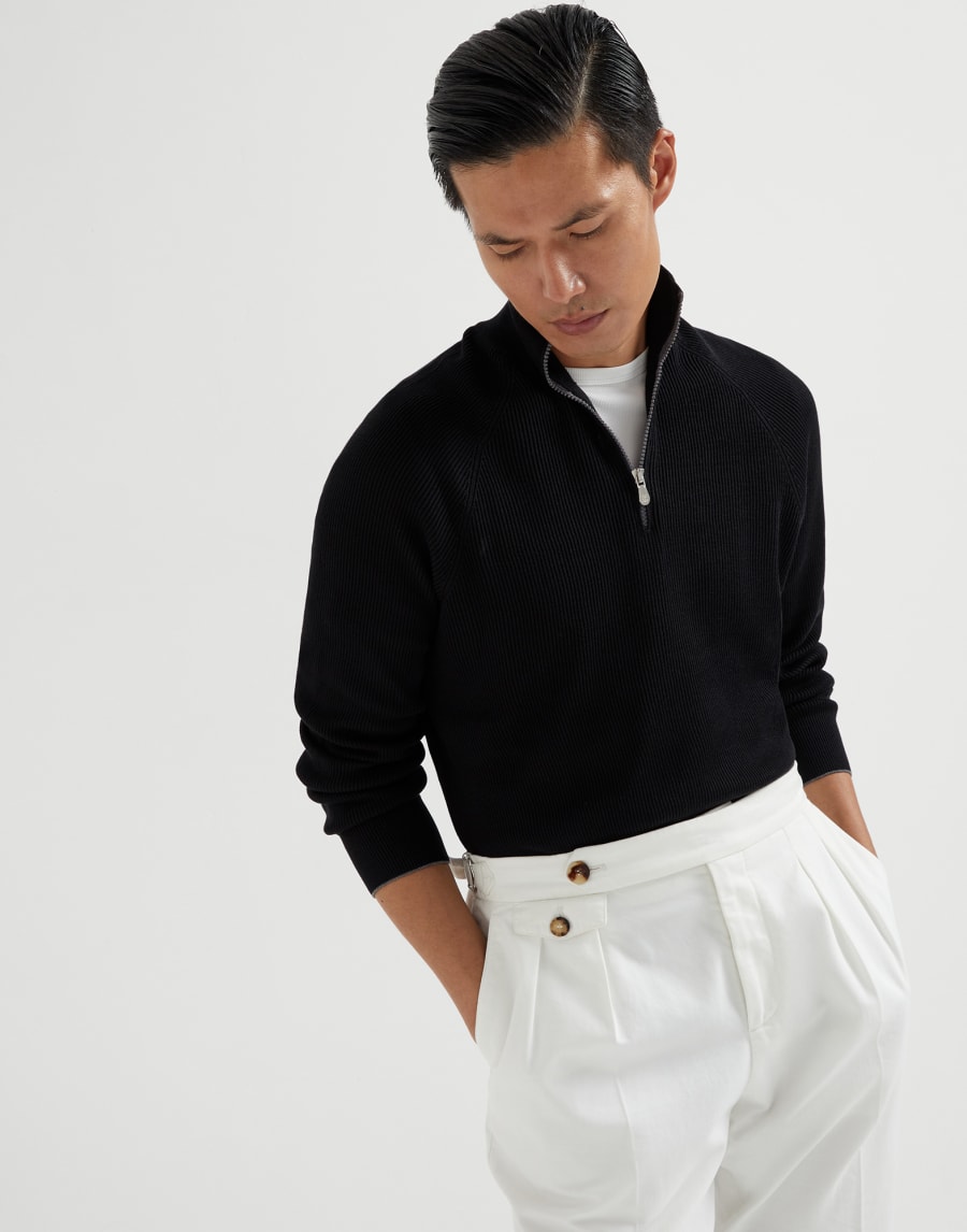 Cotton sweater Black Man - Brunello Cucinelli