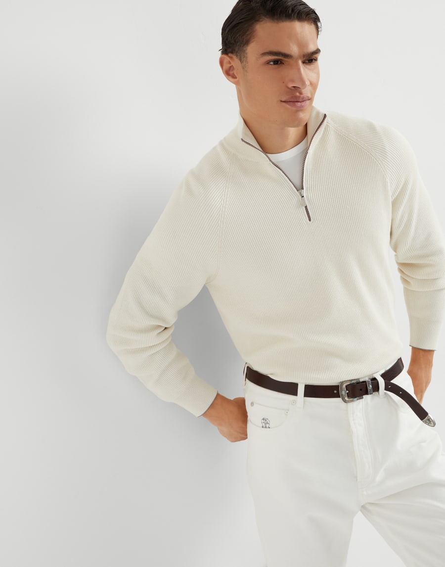 Maglia in cotone Ecrù Uomo - Brunello Cucinelli