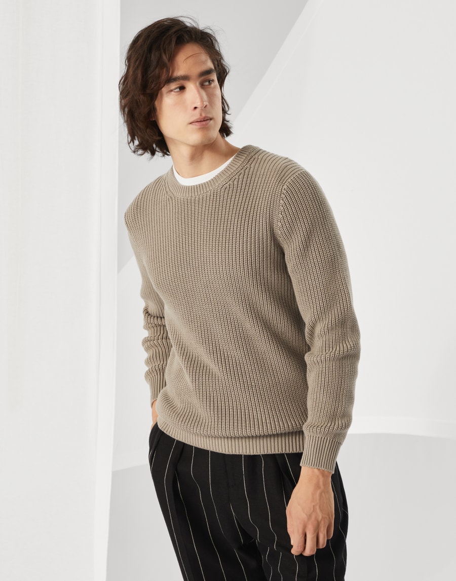 Maglia mezza costa inglese Khaki Uomo - Brunello Cucinelli