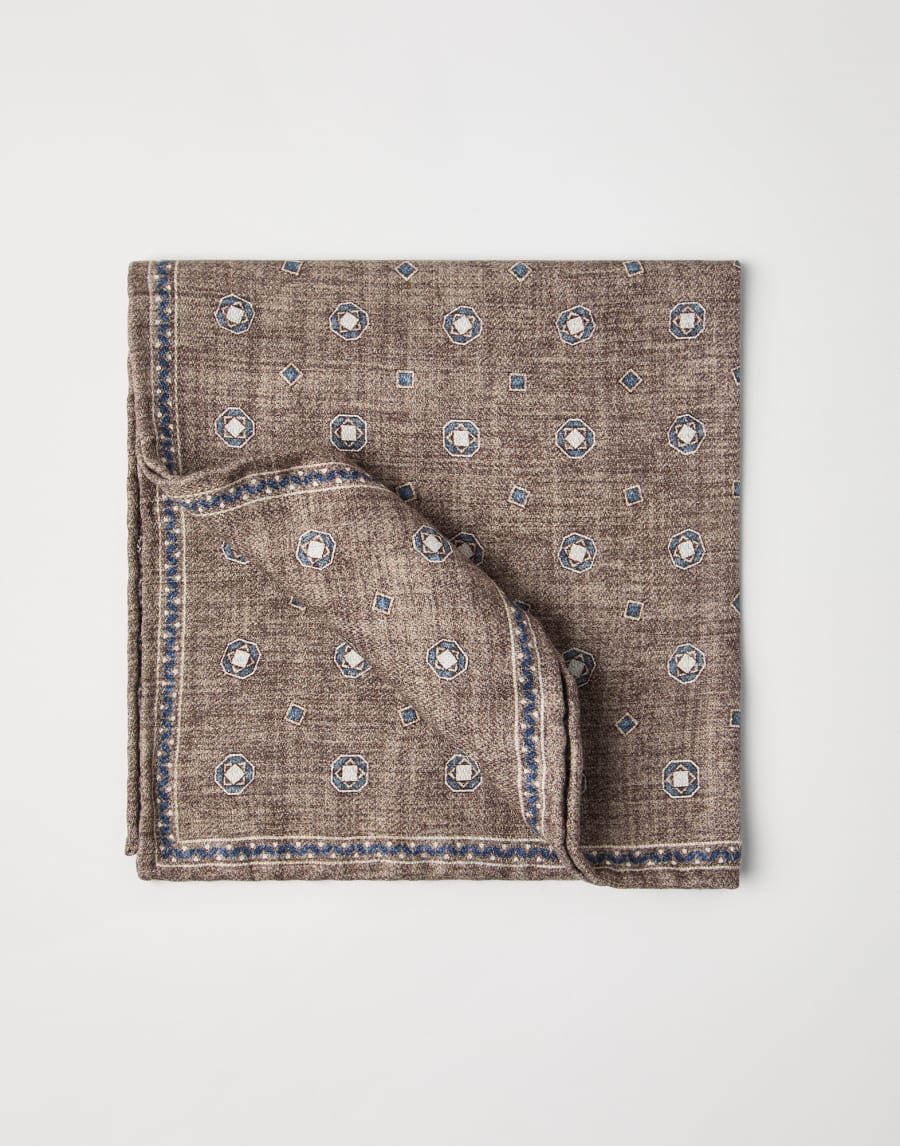 Double-face pocket square Coffee Man - Brunello Cucinelli