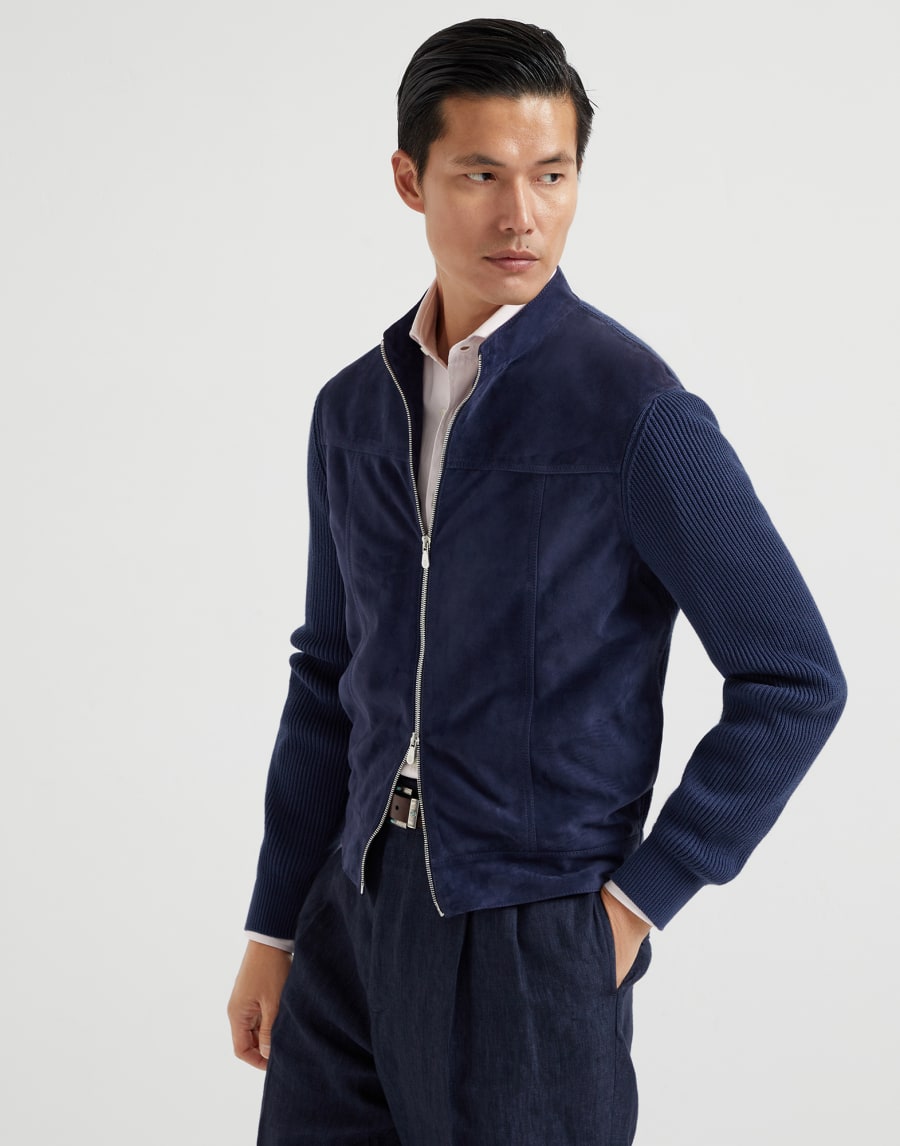 Куртка-бомбер из замши Ночь Мужчина - Brunello Cucinelli