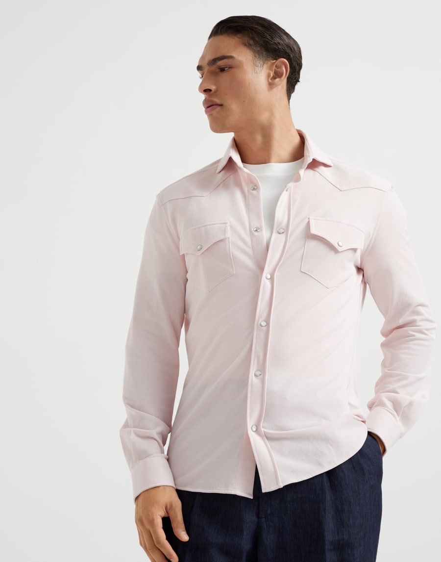 Piqué shirt Pink Man - Brunello Cucinelli