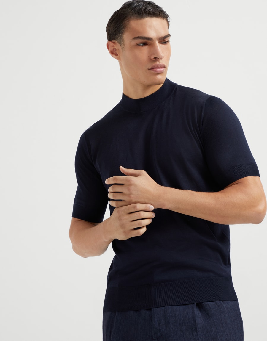 T-shirt in maglia Blu Navy Uomo - Brunello Cucinelli