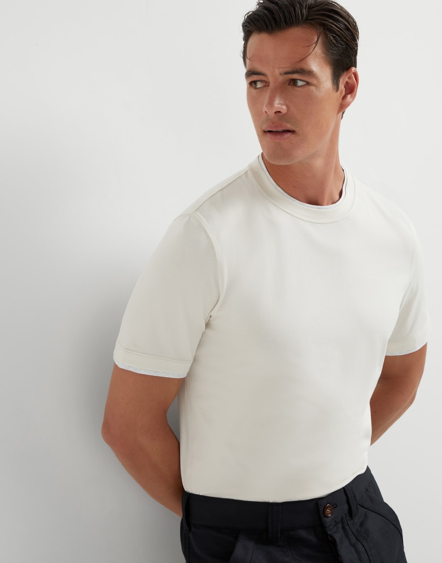 T-shirt with faux-layering Off-White Man - Brunello Cucinelli