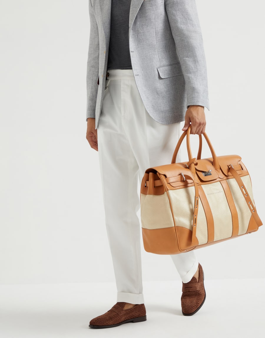 亮面牛皮手提包 象牙色 男款 - Brunello Cucinelli