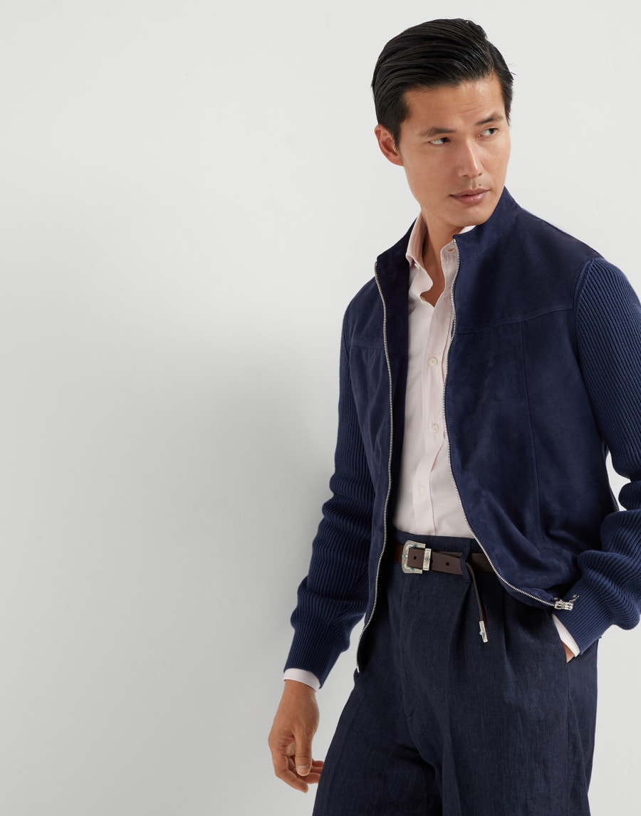 Куртка-бомбер из замши Ночь Мужчина - Brunello Cucinelli