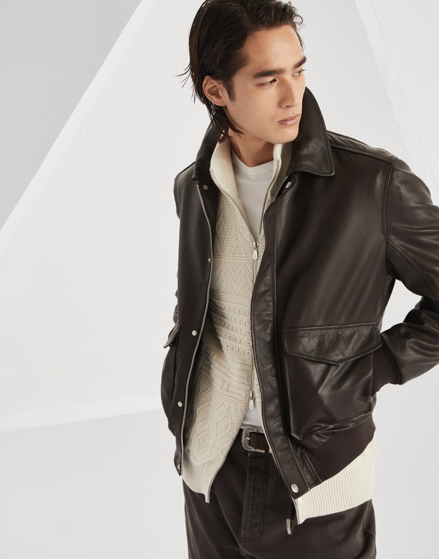 Aviator jacket Brown Man - Brunello Cucinelli