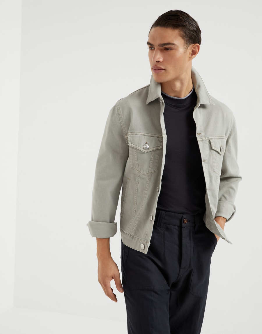T-shirt with faux-layering Black Man - Brunello Cucinelli