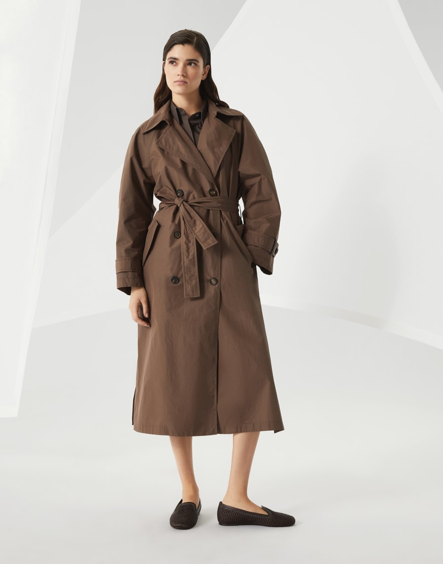 Trench coat with monili Cocoa Woman - Brunello Cucinelli