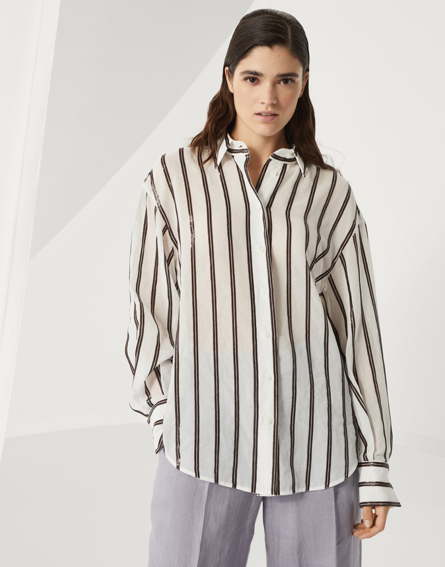 Camicia Dazzling Embroidery Marrone Donna - Brunello Cucinelli
