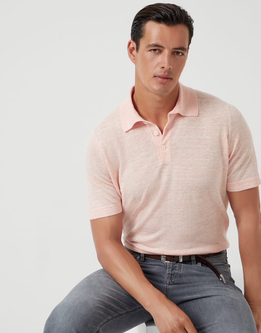 Polo in maglia Rosa Chiaro Uomo - Brunello Cucinelli