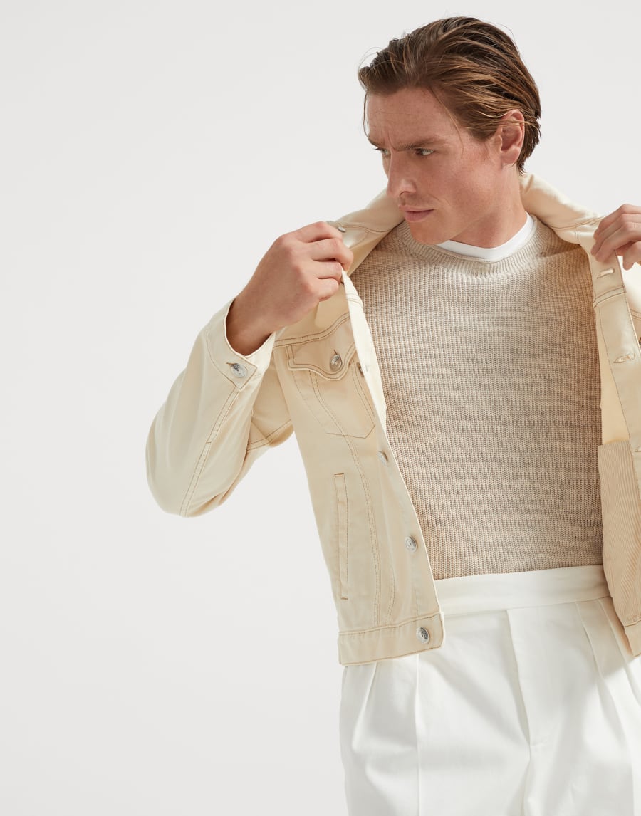 Denim jacket Cream Man - Brunello Cucinelli