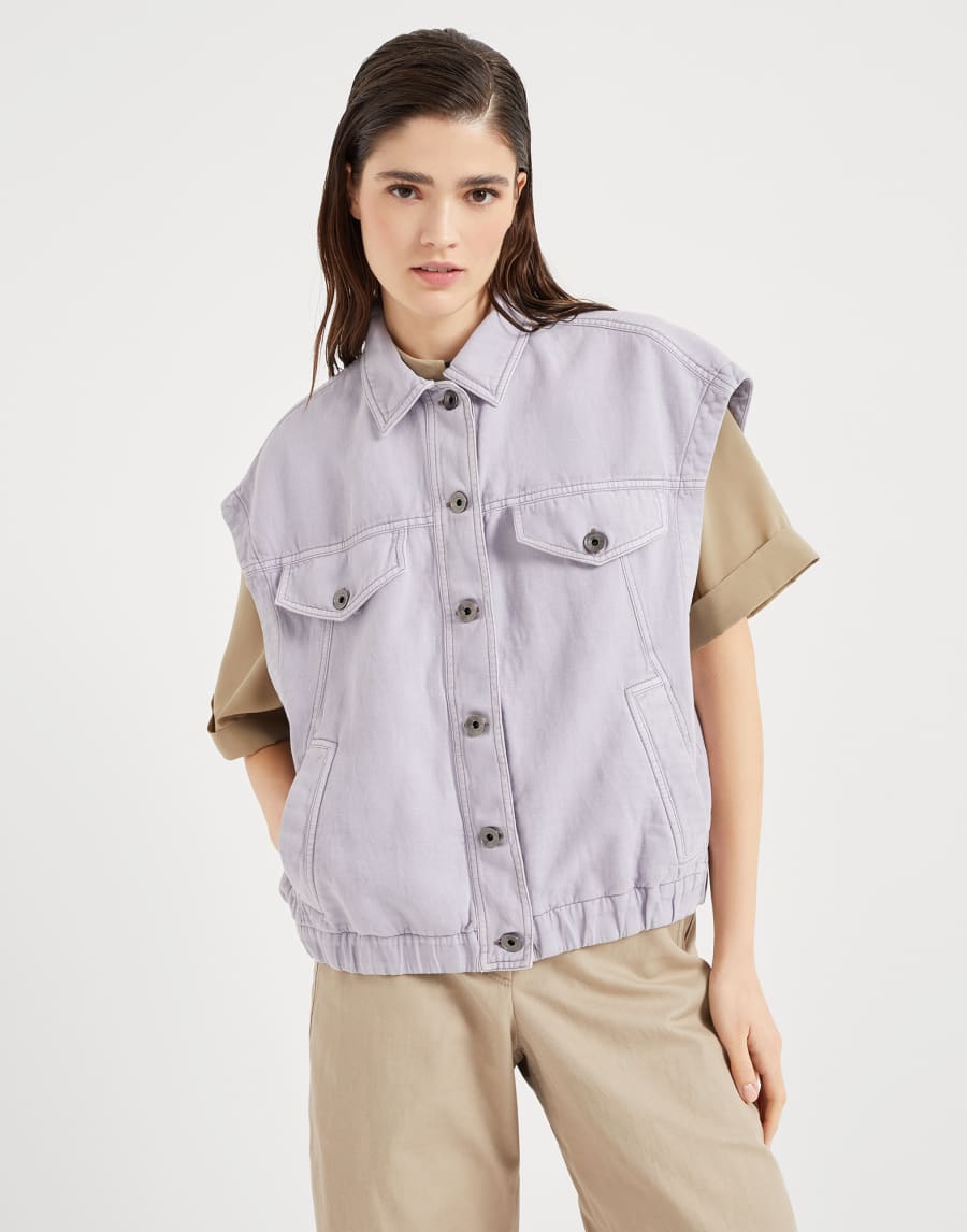 Vest with monili Lilac Woman - Brunello Cucinelli