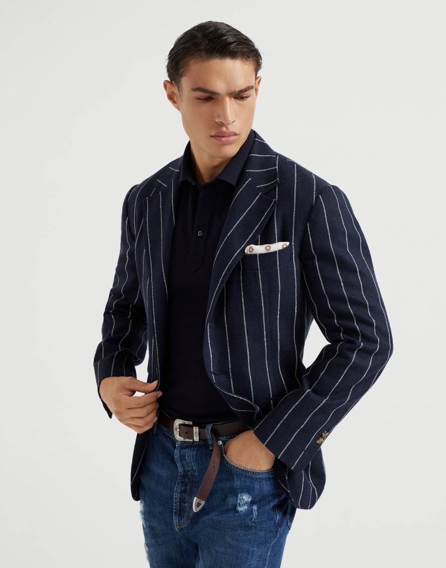 Piqué polo shirt Navy Blue Man - Brunello Cucinelli