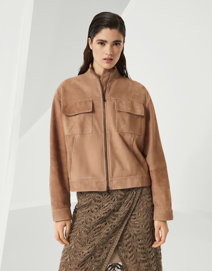 Couture suede outerwear Rust Brown Woman - Brunello Cucinelli