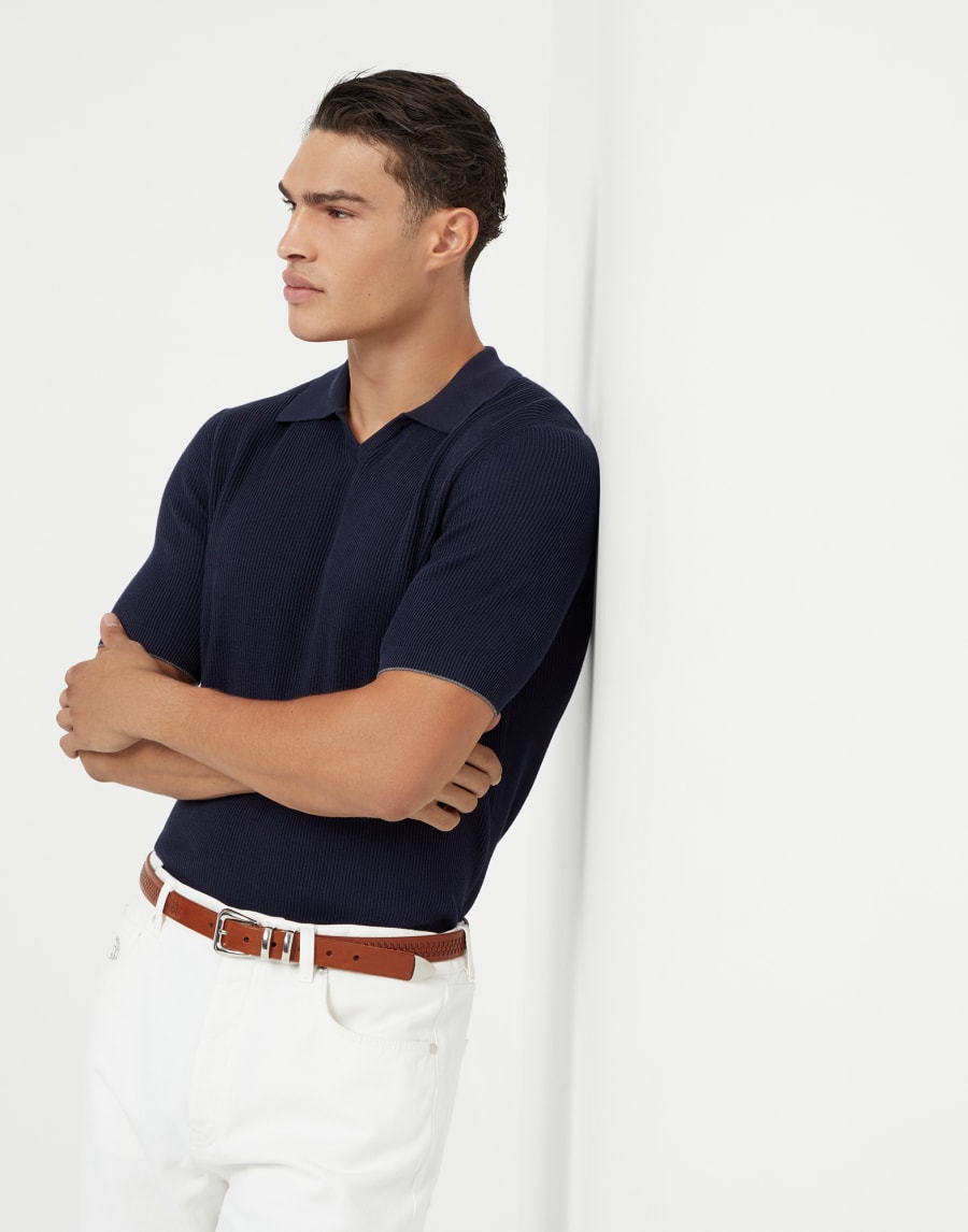Polo-style sweater Navy Blue Man - Brunello Cucinelli