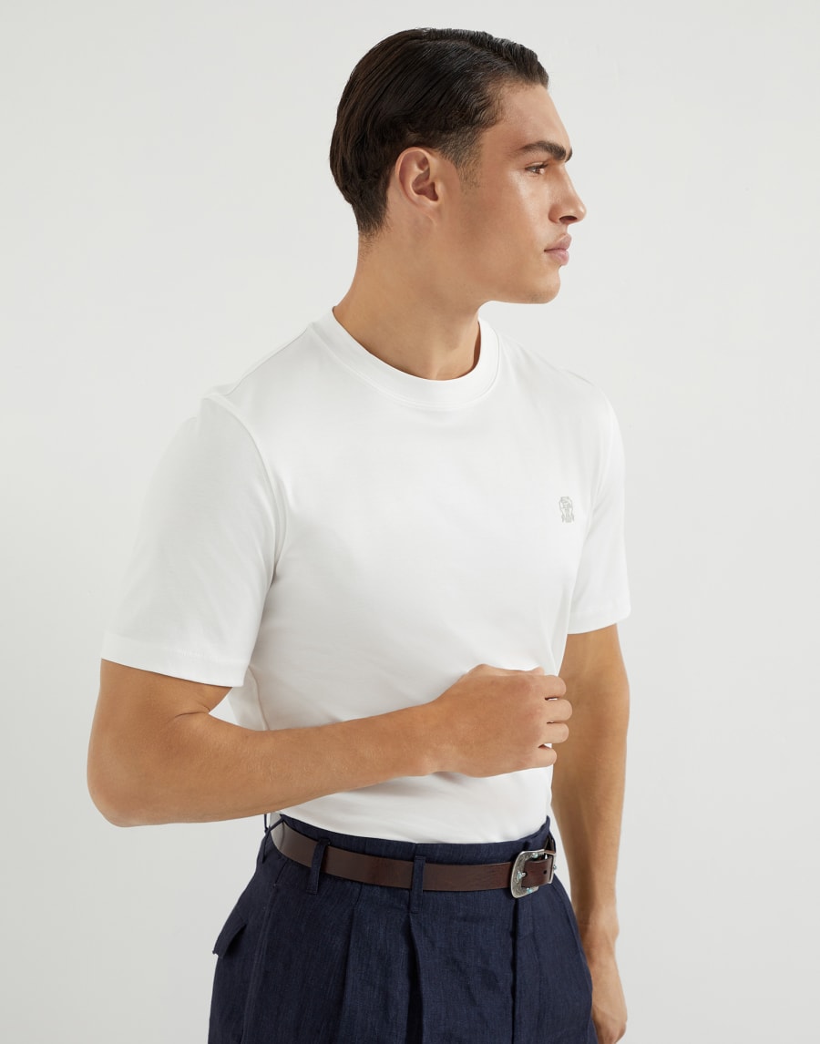 Crew-neck T-shirt Off-White Man - Brunello Cucinelli