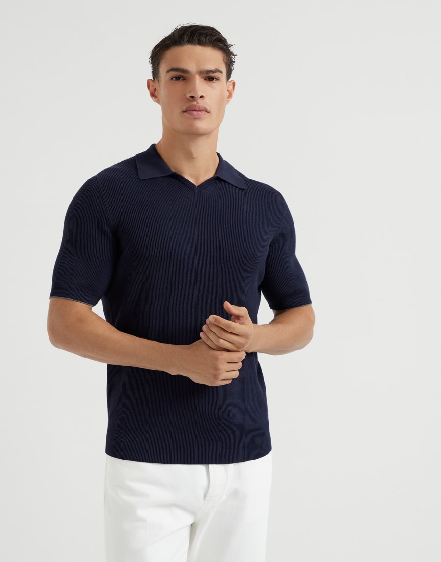 Polo-style sweater Navy Blue Man - Brunello Cucinelli
