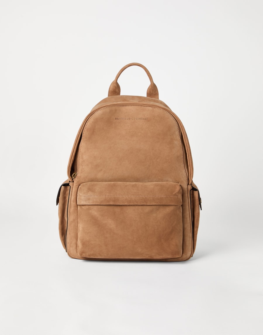 翻毛小牛皮双肩包 饼干色 男款 - Brunello Cucinelli