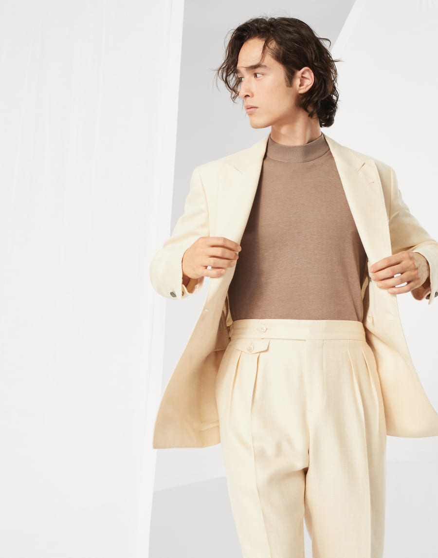 Chevron deconstructed blazer Cream Man - Brunello Cucinelli