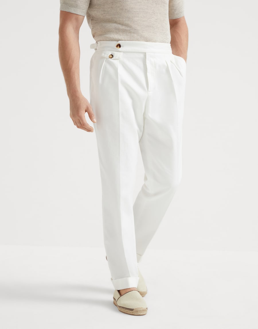 Gabardine garment dyed trousers Snow Man - Brunello Cucinelli