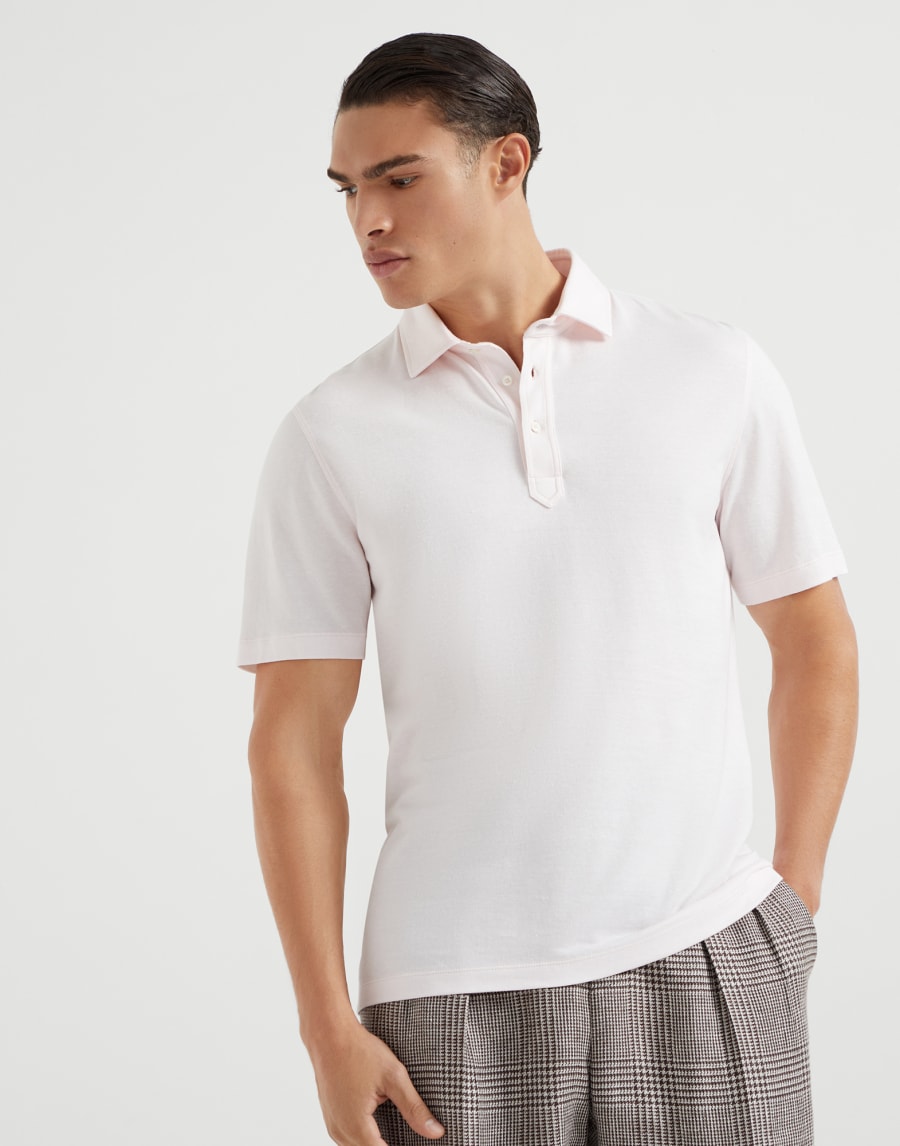Piqué polo shirt Light Pink Man - Brunello Cucinelli