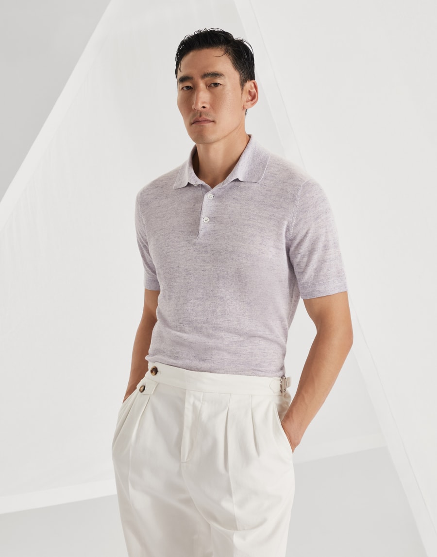 针织马球衫 丁香紫 男款 - Brunello Cucinelli