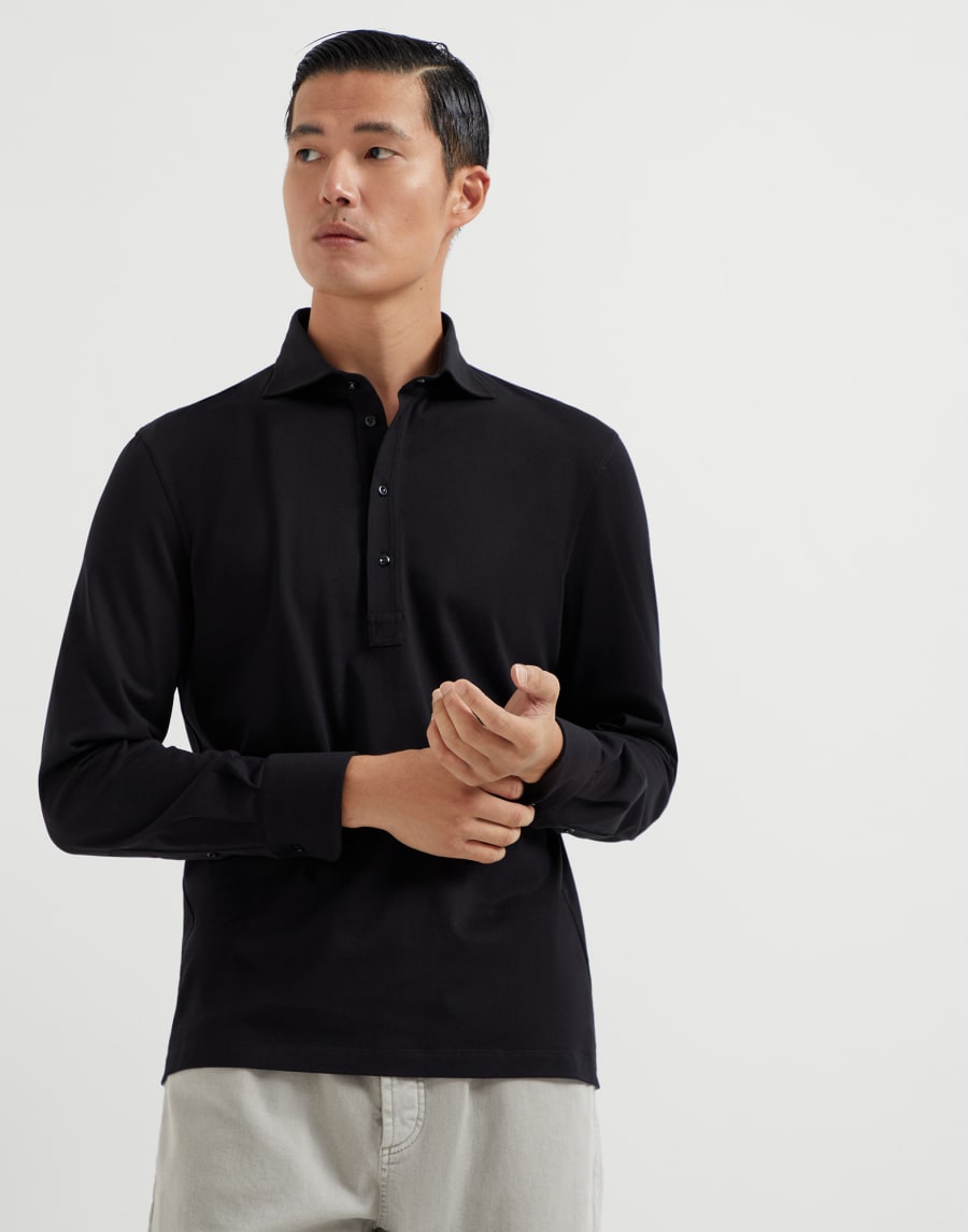 Jersey polo shirt Black Man - Brunello Cucinelli
