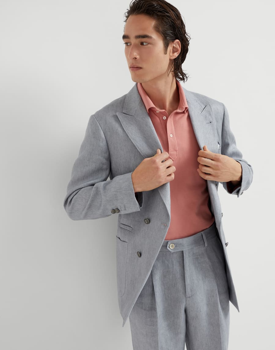 Veste en denim de lin Gris Homme - Brunello Cucinelli