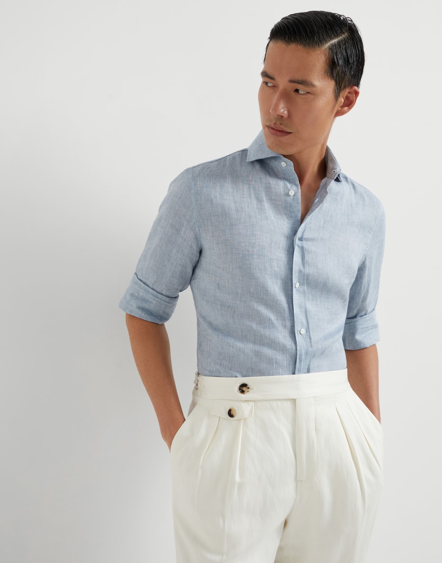 Linen shirt Sky Blue Man - Brunello Cucinelli