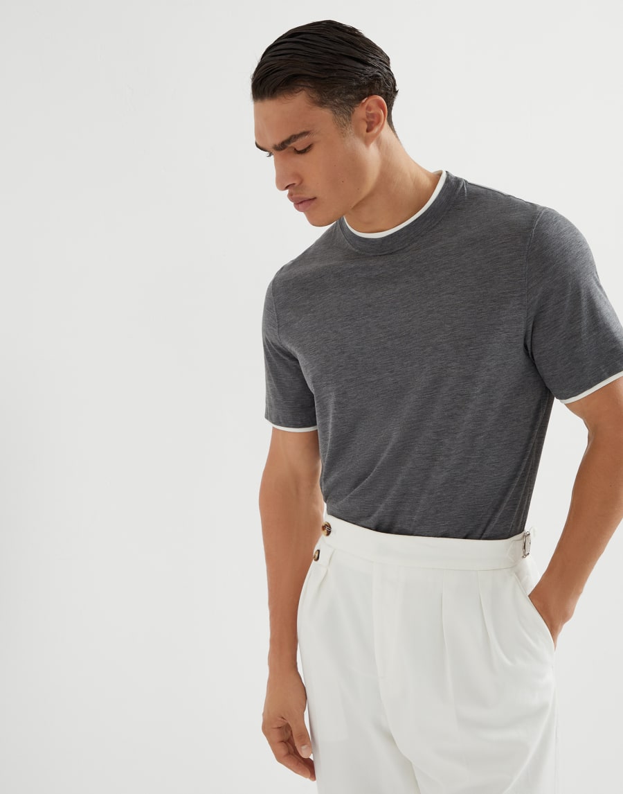T-shirt with faux-layering Dark Grey Man - Brunello Cucinelli