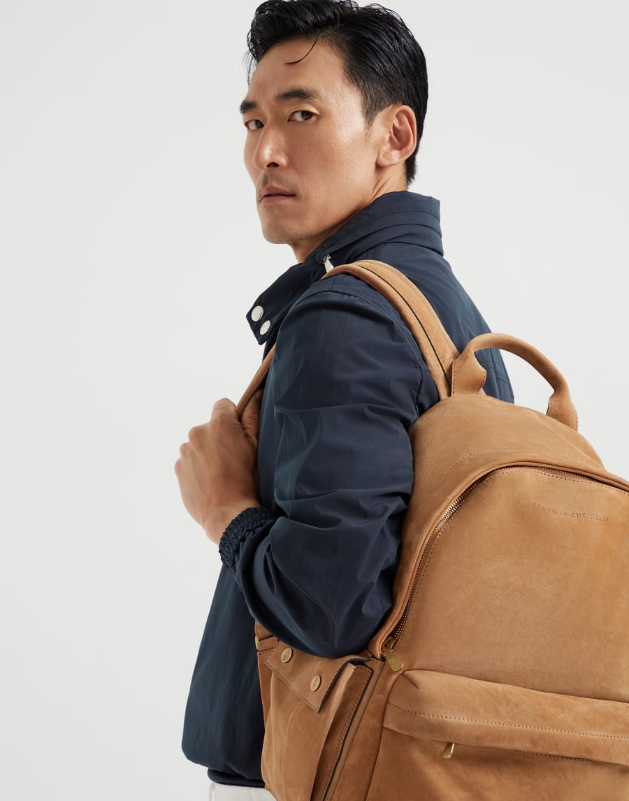 翻毛小牛皮双肩包 饼干色 男款 - Brunello Cucinelli