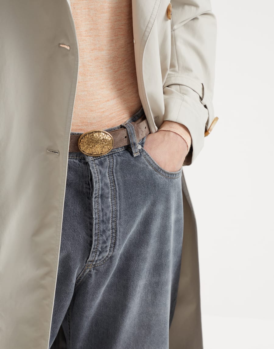 带精工皮带扣的腰带 棕色 男款 - Brunello Cucinelli