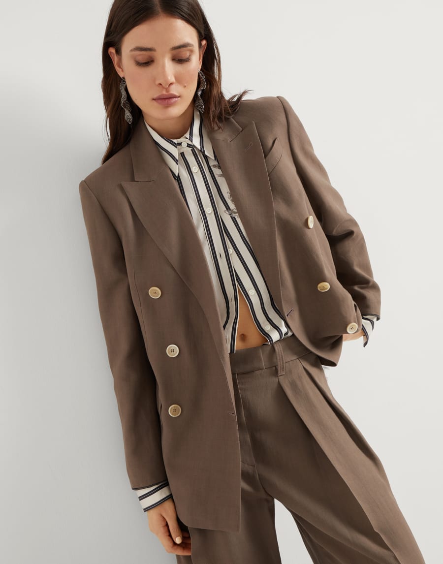 Пиджак из твила с цепочкой Мониль Какао Женщина - Brunello Cucinelli