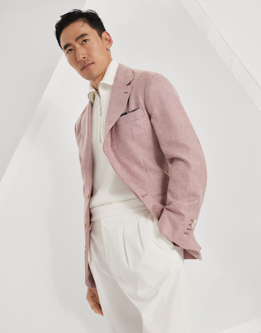 Houndstooth deconstructed blazer Red Man - Brunello Cucinelli